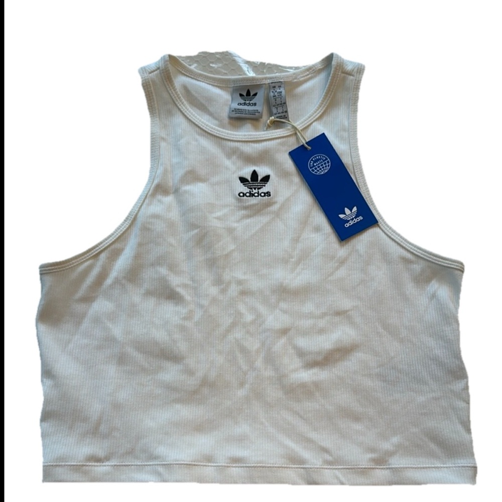 Adidas White Crop Tank Top